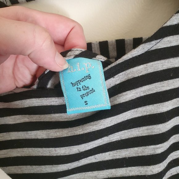 Black and Grey Striped Body Con Dress - Picture 2 of 4